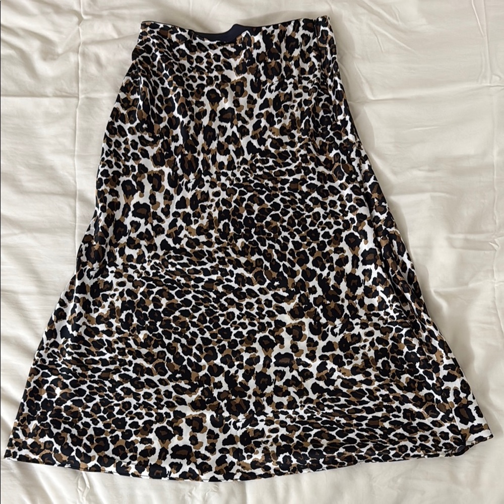 Express Black and Cream A-Line Midi Skirt